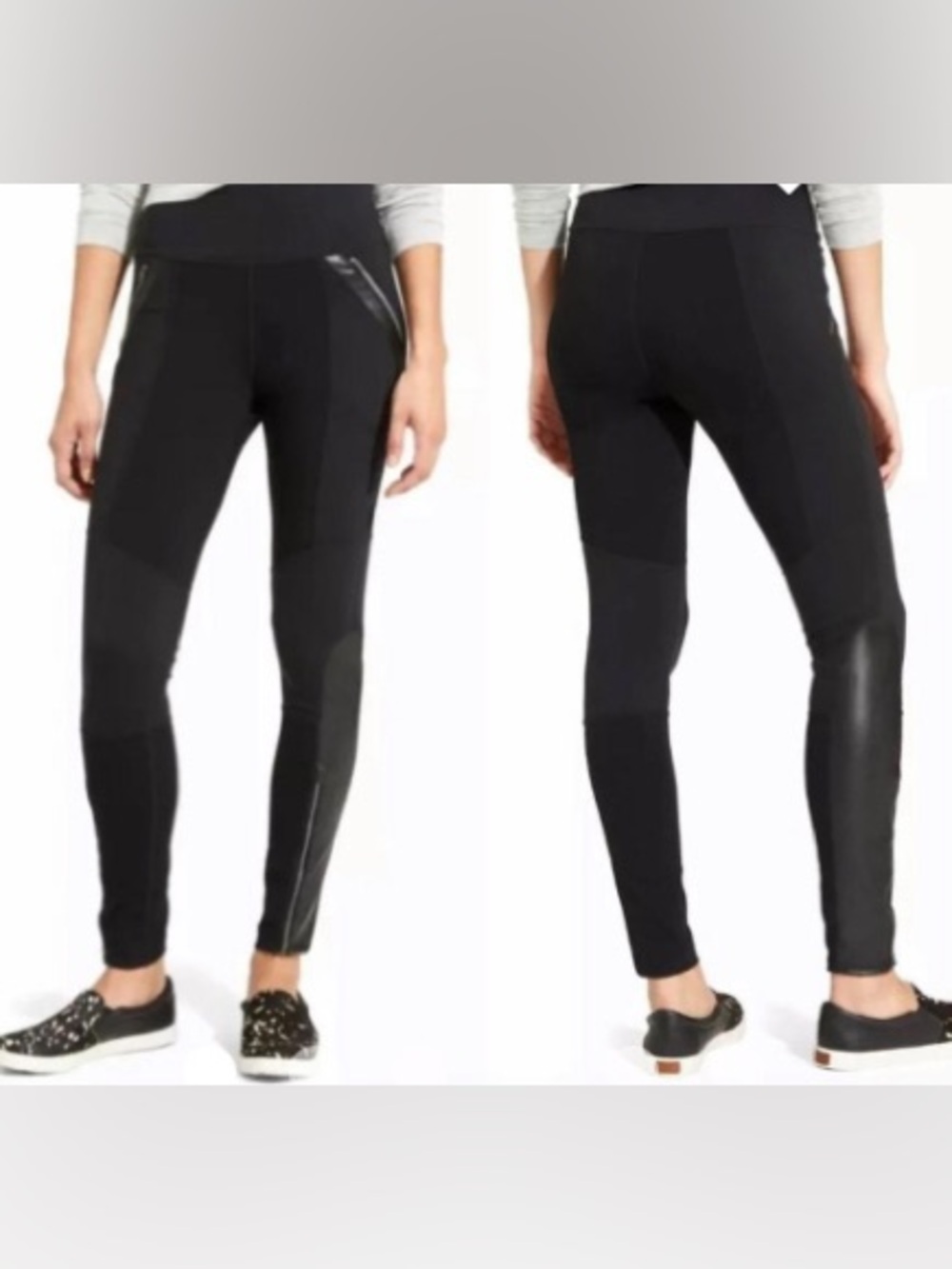 Athleta Ponte Luxe Legging Pants Faux Leather High Waistband